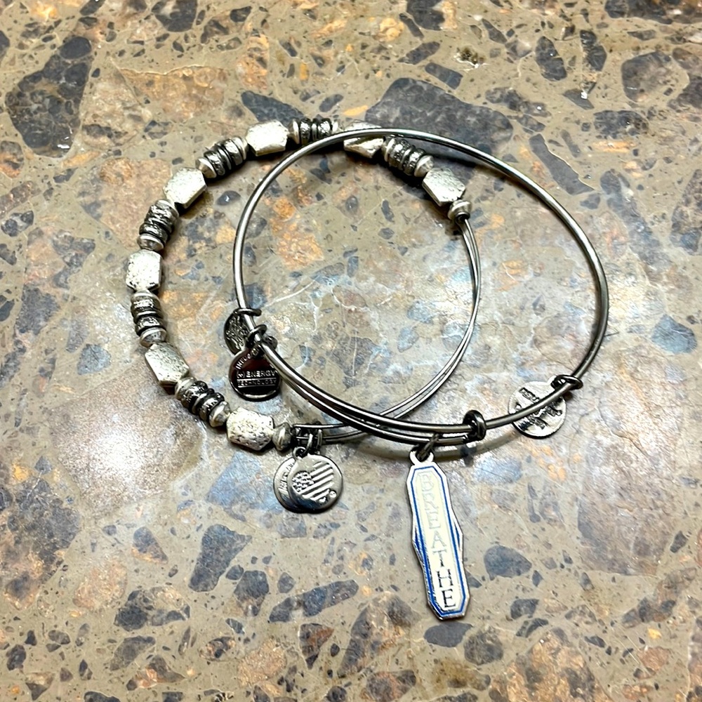 Alex and Ani midnight silver set